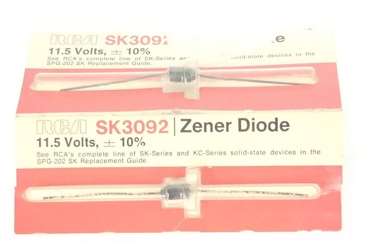 Used LOT OF 2 NEW RCA SK3092 ZENER DIODES, 11.5 VOLTS, +/- 10%