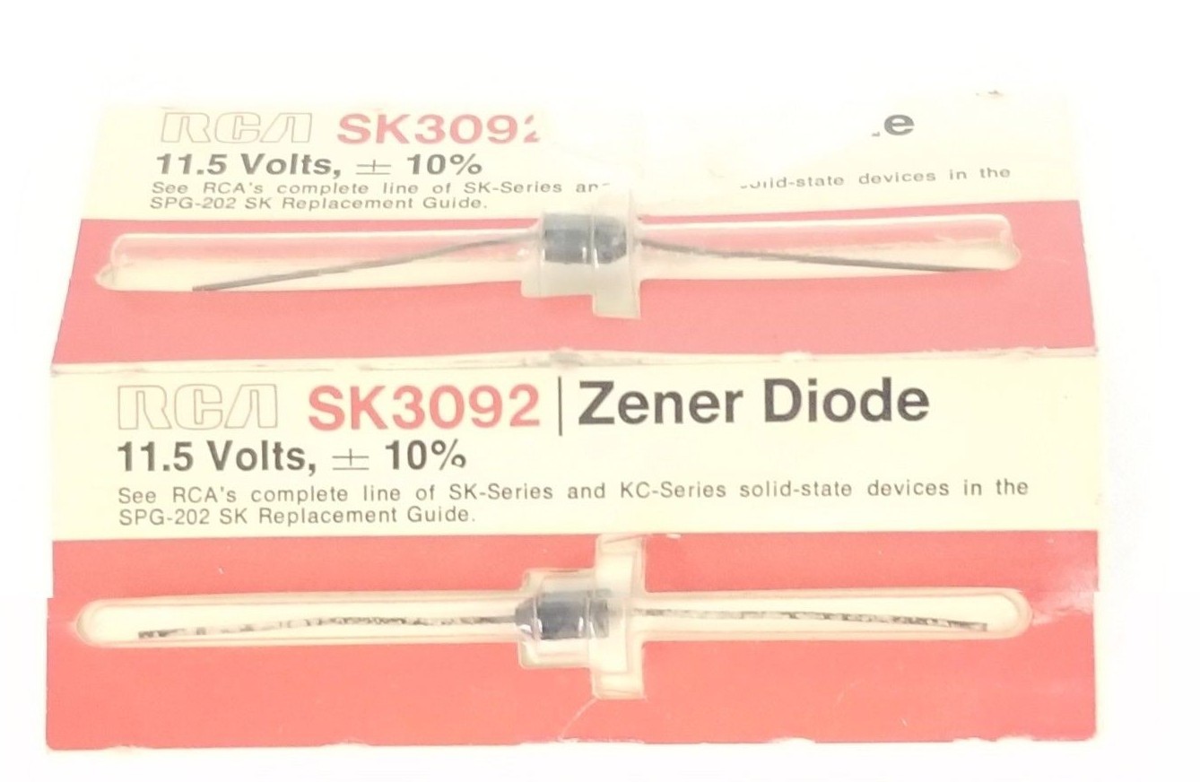 Used LOT OF 2 NEW RCA SK3092 ZENER DIODES, 11.5 VOLTS, +/- 10%