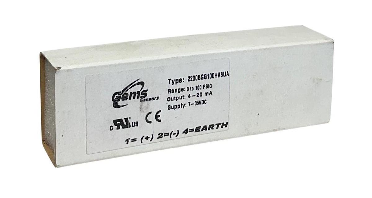 GEMS SENSORS 2200BGG100HA3UA PRESSURE TRANSDUCER 7-35VDC 4-20mA 0-100PSIG NSMP *