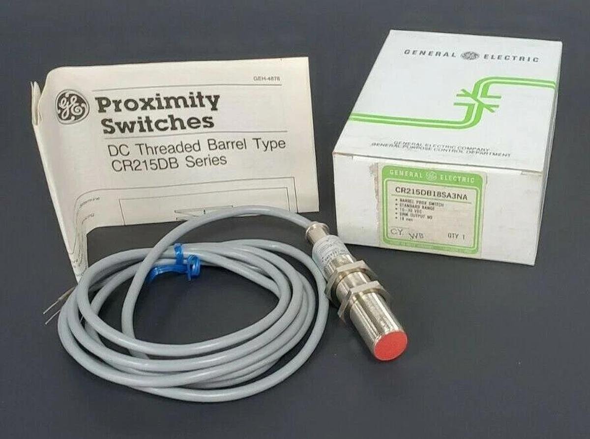 Used NIB GENERAL ELECTRIC CR215DB18SA3NA BARREL PROX SWITCH 10-30 VDC 18MM