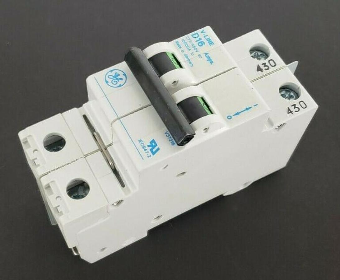 Used NEW GE V37216 / V-LINE D16 CIRCUIT BREAKER, 277/480VAC, 16A, 2P