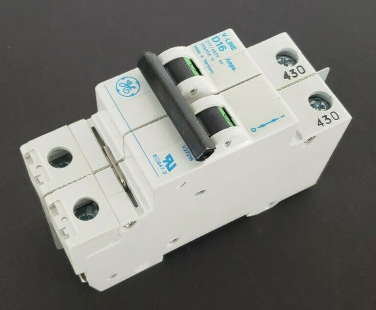 Used NEW GE V37216 / V-LINE D16 CIRCUIT BREAKER, 277/480VAC, 16A, 2P