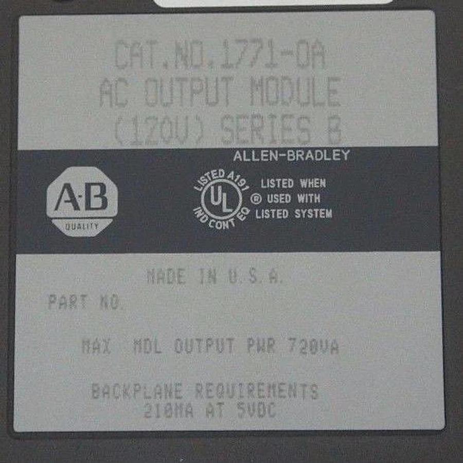 Used ALLEN BRADLEY 1771-OA AC OUTPUT MODULE SER B, 120V, 1771OA 1771-0A 17710A