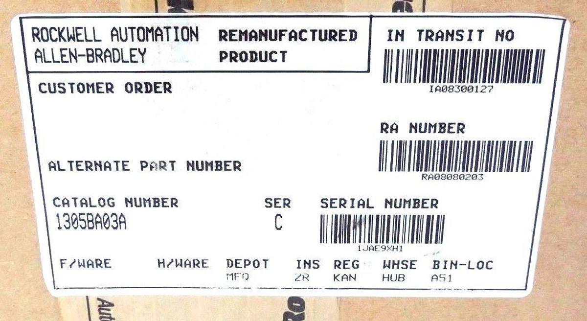 Used REPAIRED ALLEN BRADLEY 1305-BA03A AC DRIVE SER C 1305BA03A W/ 1201-HA1 TERMINAL