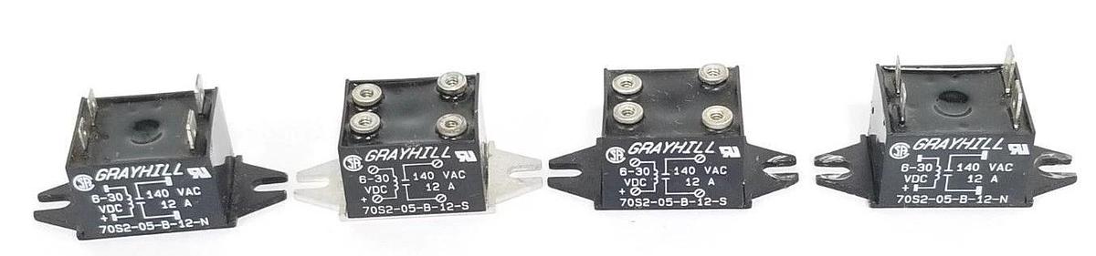 Used LOT OF 4 GRAYHILL 70S2-05-B-12-N RELAY CUBES 140VAC, 6-30VDC, 12A