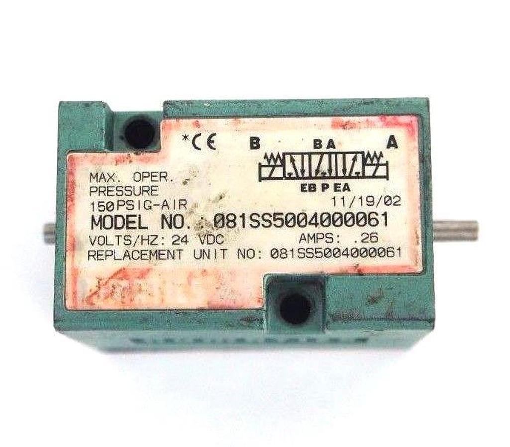 Used NUMATICS 081SS5004000061 SOLENOID VALVE 150PSIG-AIR, 24VDC (INCOMPLETE)