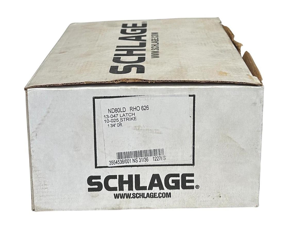 SCHLAGE ND80LD RHO 626 STOREROOM LOCK 13-047 LATCH 10-025 STRIKE 1-3/4'' DR NSMP