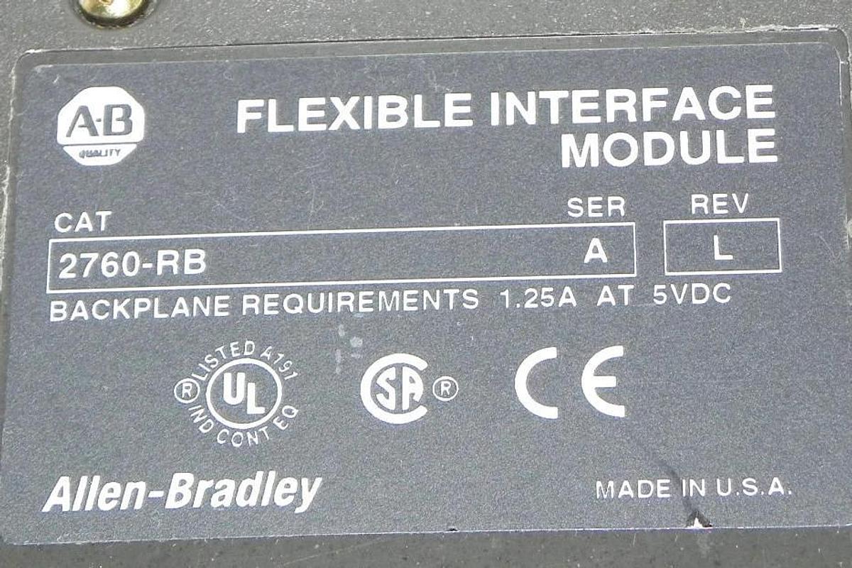 Used ALLEN BRADLEY 2760-RB FLEXIBLE INTERFACE MODULE SER. A W/ 2760-SFC1 MODULE
