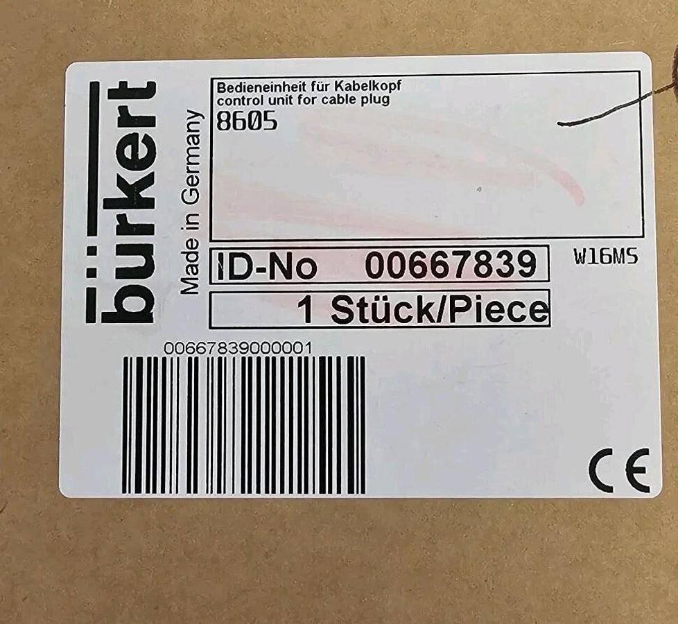 Used NIB BURKERT 8605 CONTROL UNIT FOR CABLE PLUG ID-NO: 00667839
