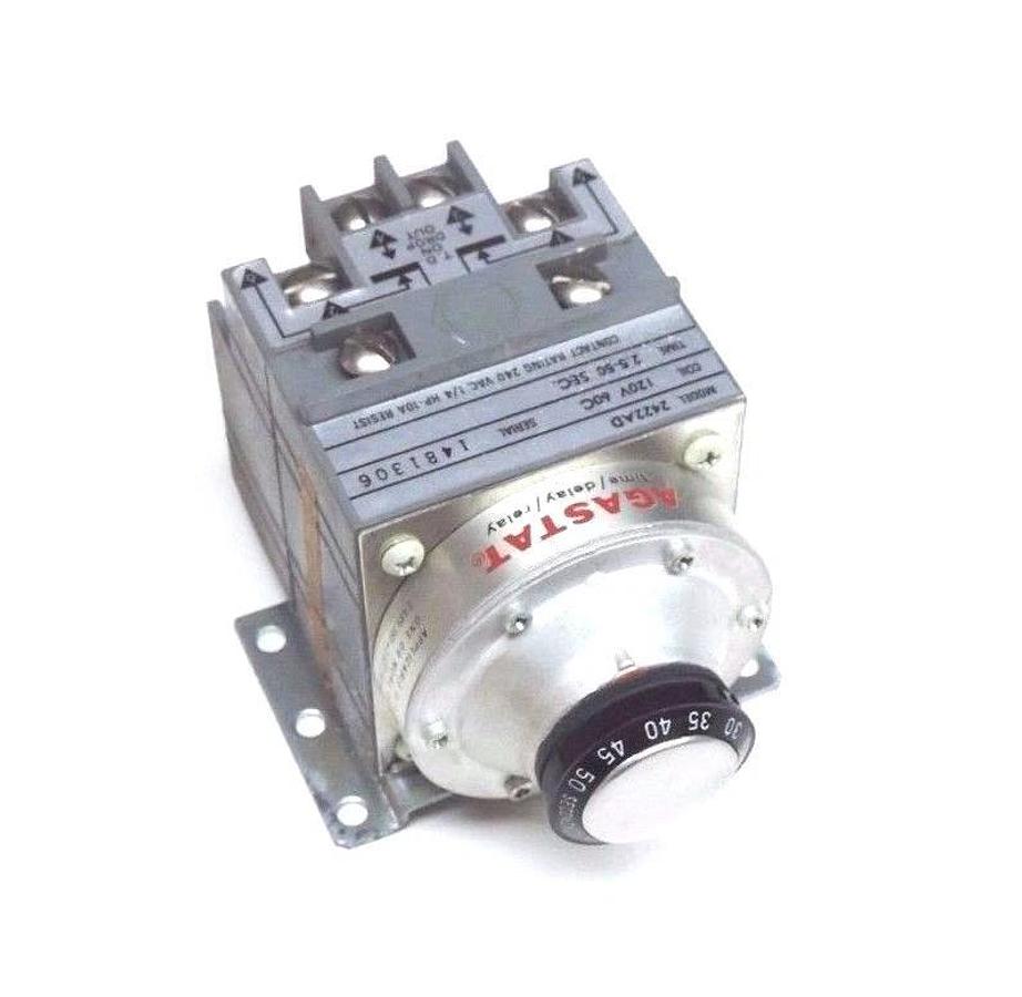 NIB AGASTAT 2422AD TIMING RELAY 120V, 60C, 2.5/50 SEC., 240VAC, 1/4HP, 10A