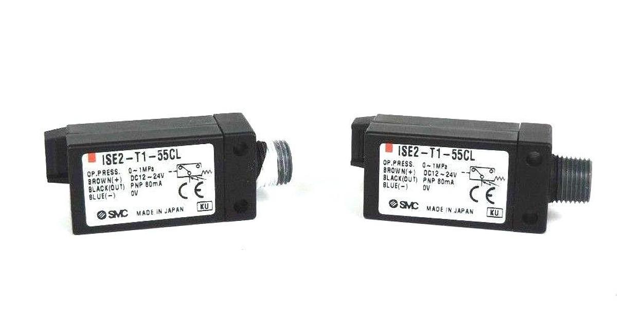 Used LOT OF 2 SMC ISE2-T1-55CL PRESSURE SWITCHES ISE2T155CL, 1/8IN