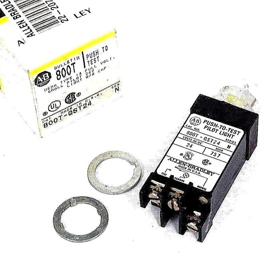 Used NIB ALLEN BRADLEY 800T-QST24 SER. N PUSH-TO-TEST PILOT LIGHT W/O CAP 800TQST24