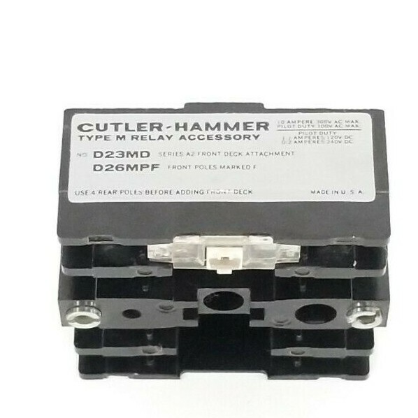 Used CUTLER-HAMMER D23MD SERIES A2 FRONT DECK ATTACHMENT D26MPF, FOR TYPE M RELAY