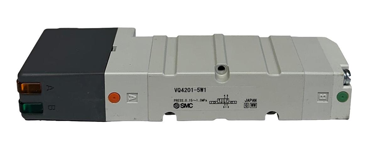 Used SMC VQ4201-5W1 / VQ42015W1 SOLENOID VALVE 2-POS PLUG-IN VQ4000 SERIES 24VDC NSMP