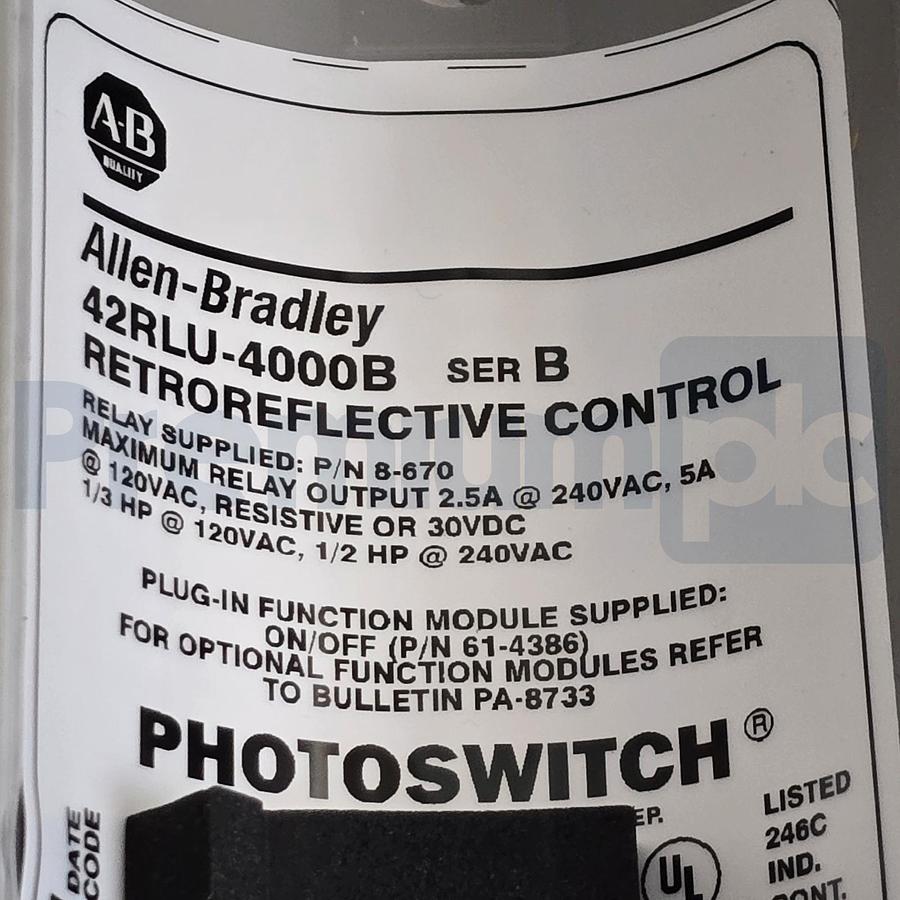 Used Allen Bradley 42RLU-4000B /B Photoswitch Retroreflective Photoelectric Sensor