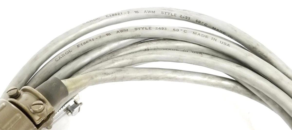 Used CAROL E18621-7 ENCODER CABLE W/ AMPHENOL 10-PIN FEMALE CONNECTOR TO 9-PIN MALE