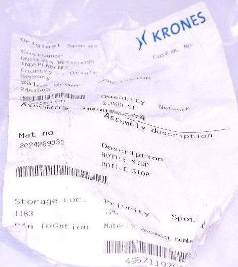 Used NEW KRONES 2024269030 BOTTLE STOP