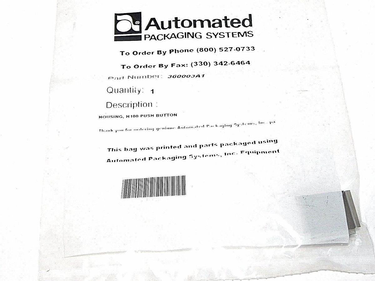 Used NEW AUTOMATED PACKAGING SYSTEMS 360003A1 HOUSING FOR H100 PUSHBUTTON