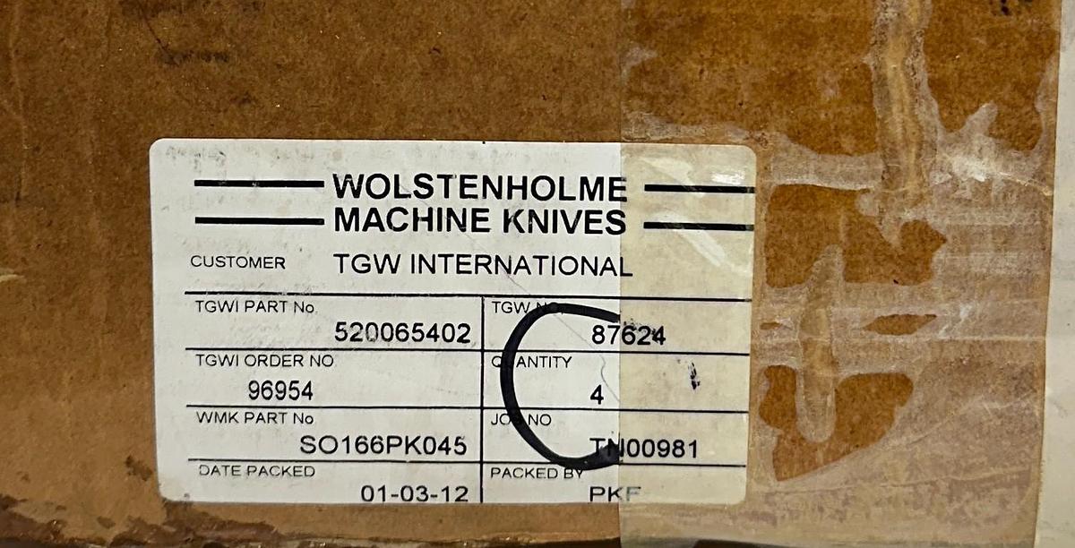Used 4 WOLSTENHOLME SO166PK045 / 105917858 / 520065402 Multivac T-200 Cutters NSMP