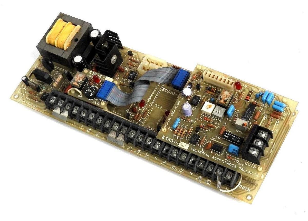 Used POLYSPEDE E1530-252 INTF BOARD W/ E1531-21 SIGNAL ISOLATOR & E1534-01 P.E.C
