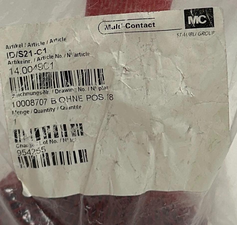 Used STAUBLI Multi-Contact ID/S21-C1 / 14.0049C1 ELECTRICAL CONNECTOR 800A M20 NSMP