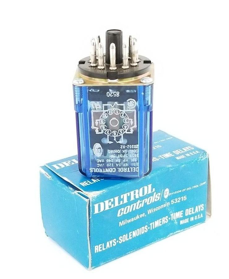 Used NIB DELTROL CONTROLS 60162-82 RELAY 6016282, 3PDT, 5A, COIL 5K OHMS