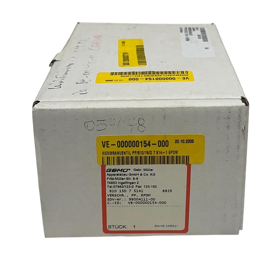 GEMU 610 15D 7 5141 / 61015D75141 DIAPHRAGM VALVE 2/2-WAY PP EPDM OEM B829 NSMP