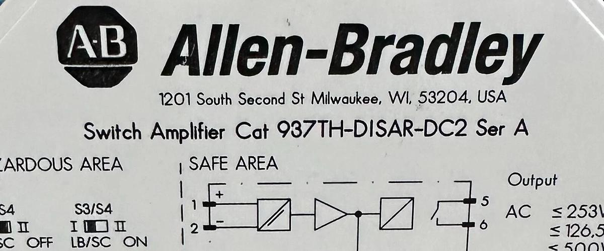 Used 2 ALLEN BRADLEY 937TH-DISAR-DC2 /A INTRINSIC SWITCH AMPLIFIERS 24Vdc 2-CHNL