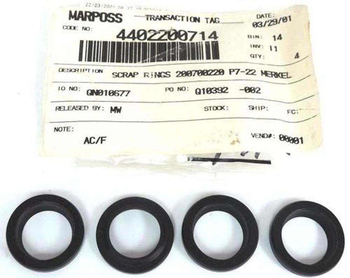 Used LOT OF 4 NEW MARPOSS 4402200714 SCRAP RINGS 200700220 P7-22 MERKEL