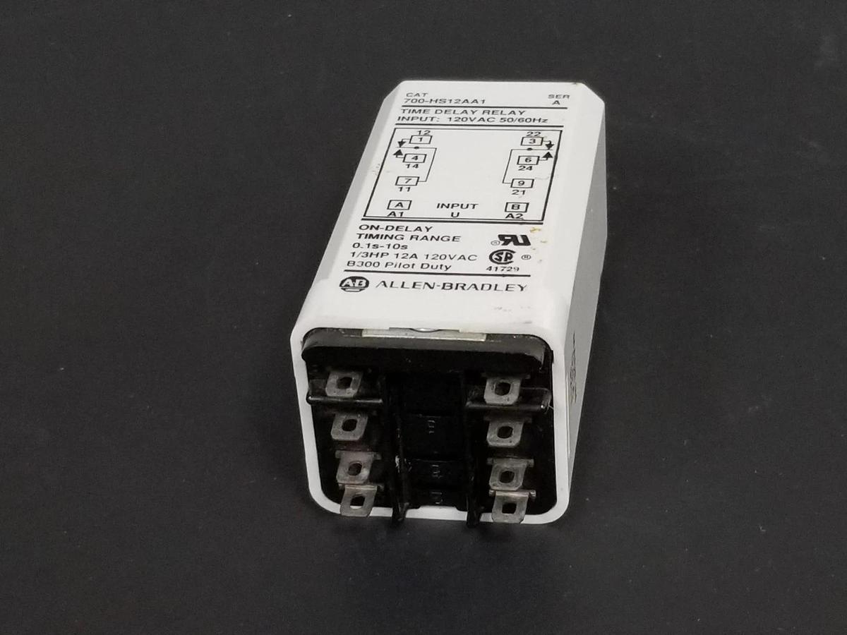 Used ALLEN BRADLEY 700-HS12AA1 TIME DELAY RELAY 700HS12AA1, SER. A, 0.1S-10S