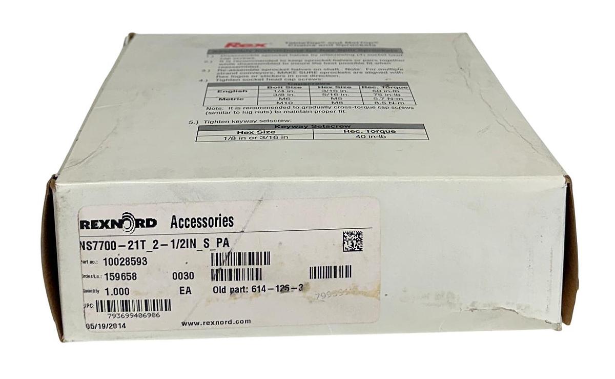 Used REXNORD NS7700-21T_2-1/2IN_S_PA / 10028593 TableTop & MatTop SPROCKET NSMP