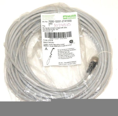 Used NEW MURR ELEKTRONIK 7000-12221-2141000 M12 FEMALE CONNECTOR 7000122212141000