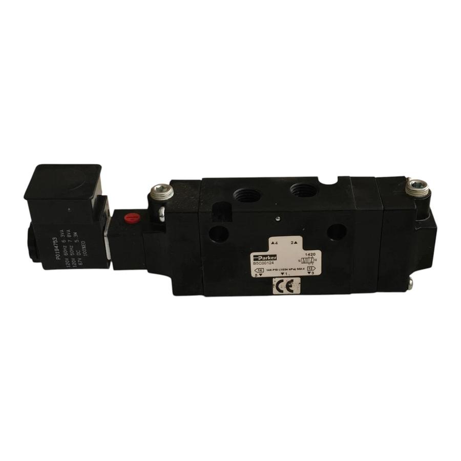 Parker B5C00124 B5 Series Pneumatic Solenoid Valve 4-Way 2-Pos 1/4"NPT 120V NSNP