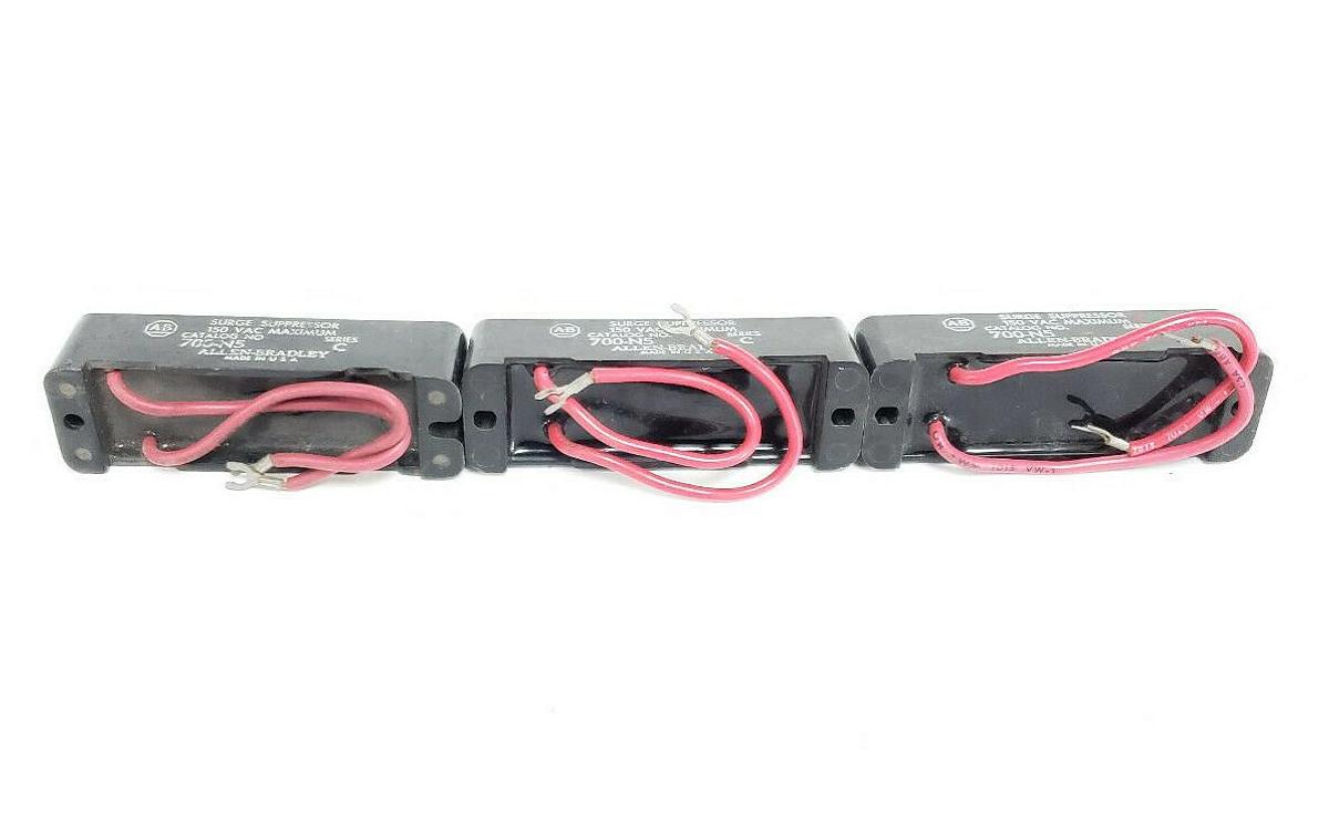 Used LOT OF 3 ALLEN-BRADLEY 700-N5 SURGE SUPPRESSORS 150VAC MAX, SER C, 700N5