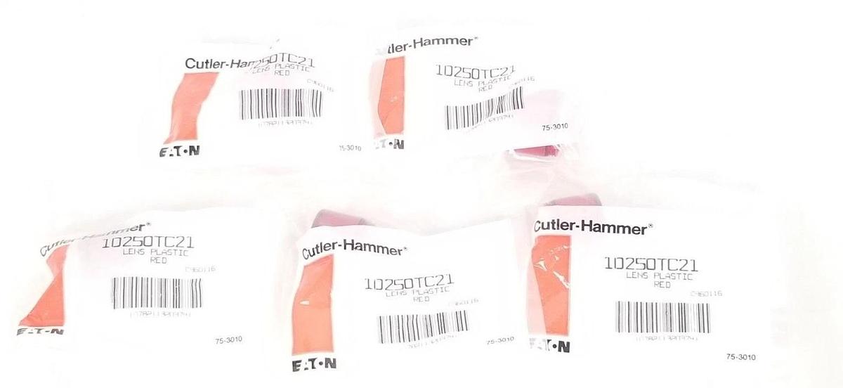 Used LOT OF 5 NEW EATON CUTLER-HAMMER 10250TC21 LENS PLASTIC RED