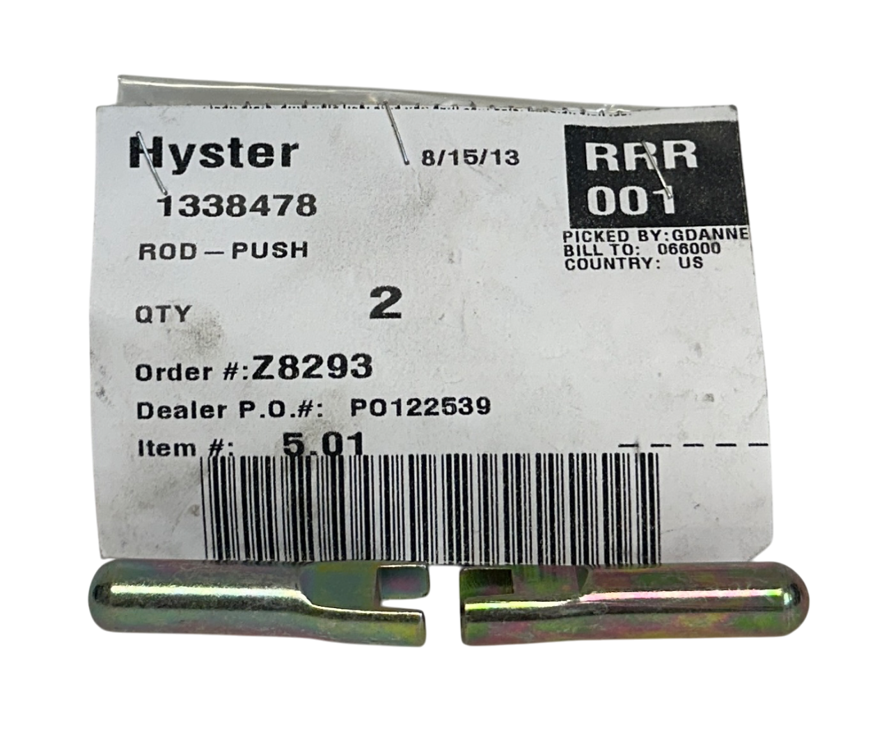 Used 2 HYSTER 1338478 / HY1338478 OEM PUSH RODS FOR FORKLIFT NSNP
