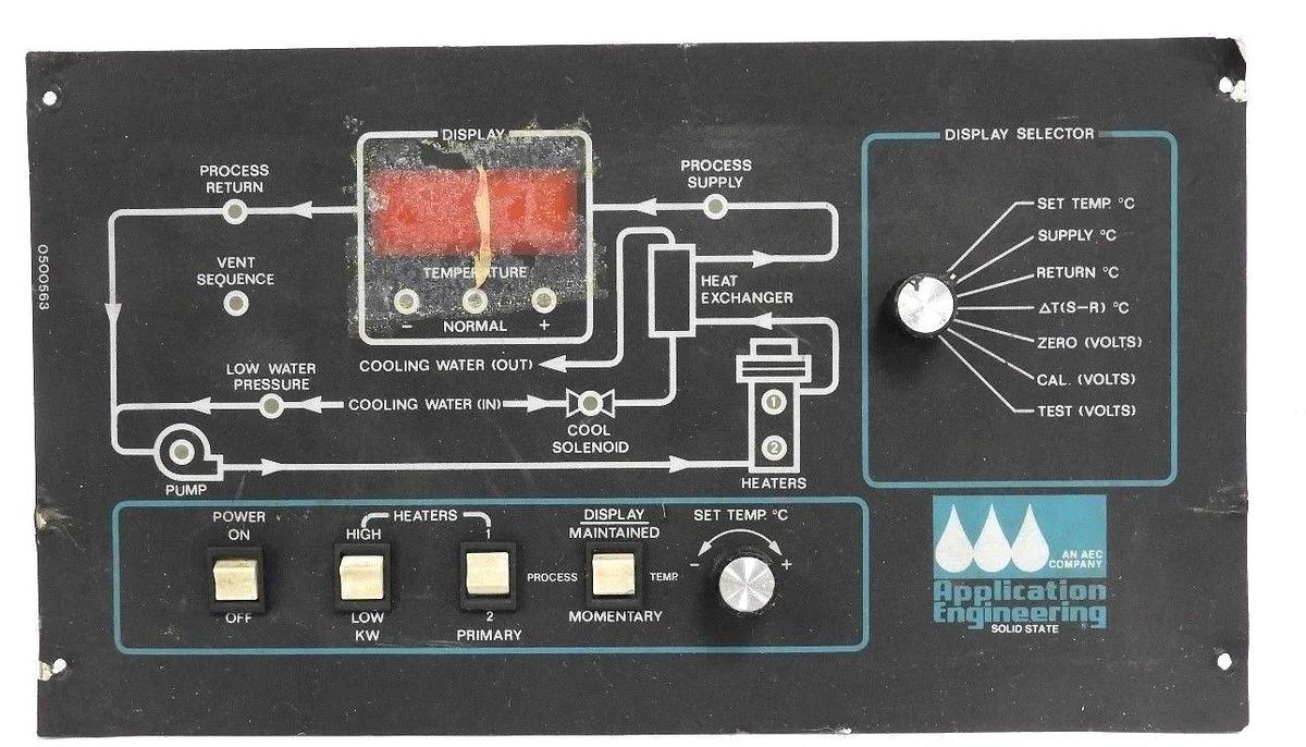 Used AEC 0500563 APPLICATION ENGINEERING SOLID STATE CONTROL PANEL 010470B BOARD
