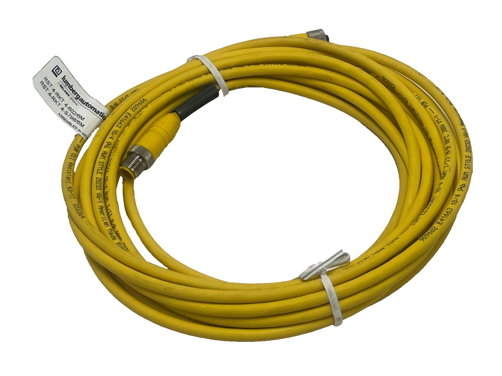 Used LUMBERG RST 4-RKT M12 Male Straight to Female Straight 4-Pin Cordset 1.75 meters