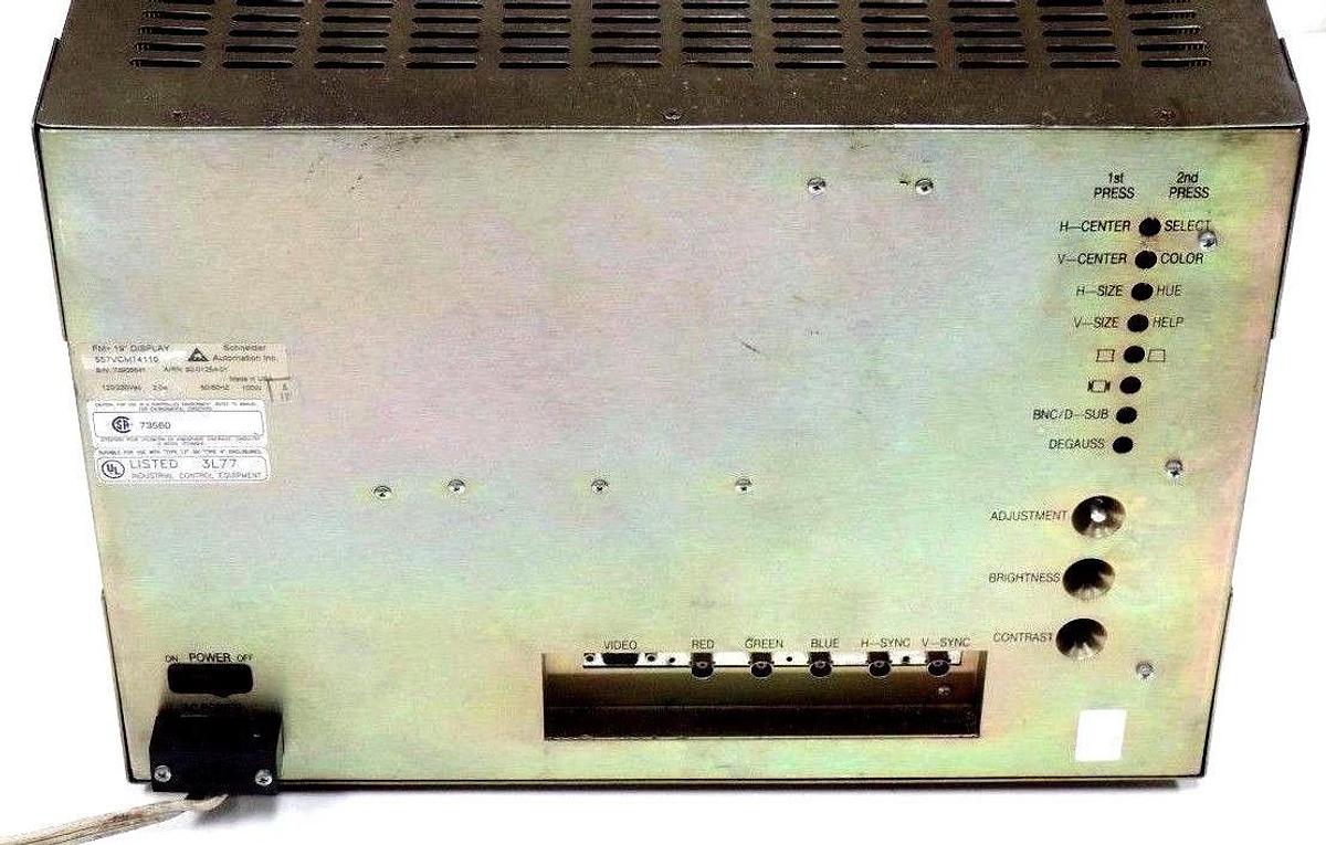 Used SCHNEIDER AUTOMATION 557VCM74110 OPERATOR INTERFACE FM+ 19" DISPLAY 92-01254-01