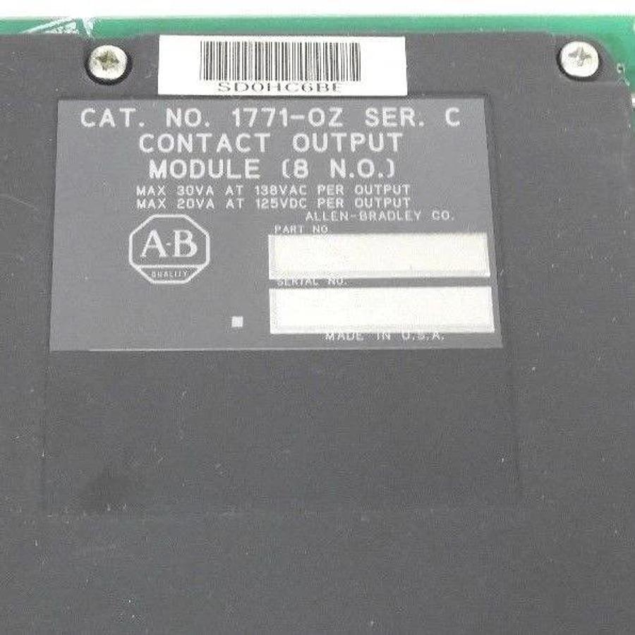Used ALLEN BRADLEY 1771-OZ CONTACT OUTPUT MODULE (8 N.O) SER. C W/ 1771-WD