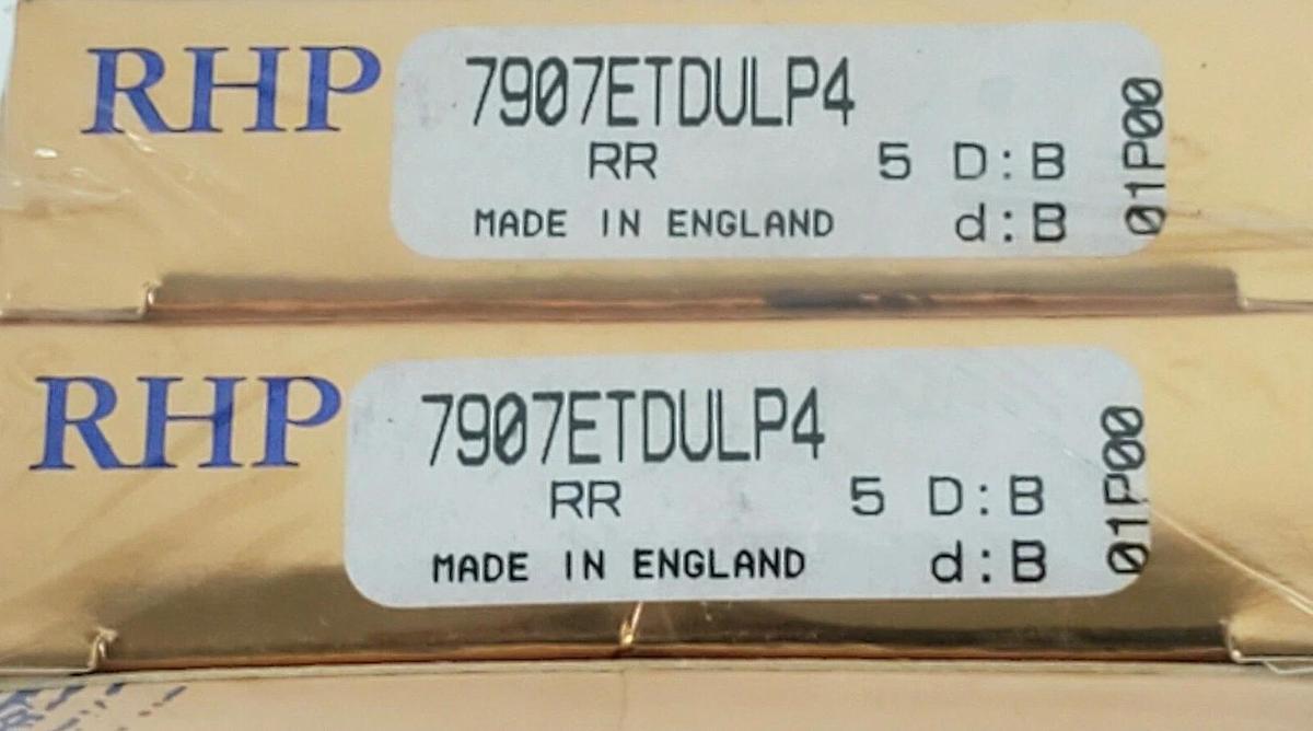 Used SET OF 2 SEALED RHP 7907ETDULP4 SUPER PRECISION BALL BEARINGS
