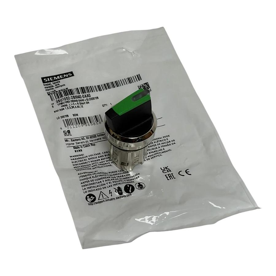Siemens Sirius Act 3SU1052-2BM40-0AA0 Green Rotary Selector Switch 3-Position