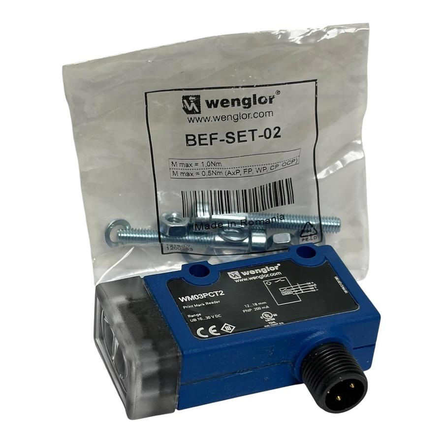Wenglor WM03PCT2 Print Mark Reader Photoelectric Sensor with BEF-SET-02 Mounting