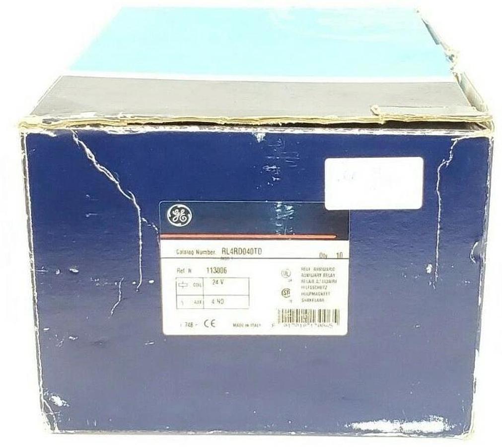 Used LOT OF 10 NIB GENERAL ELECTRIC RL4RD040TD RELAYS, 4 POLE, 24V COIL