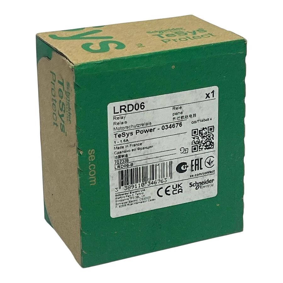 Used Schneider Electric LRD06 TeSys Deca Thermal Overload Relay 1-1.6A - NSFS