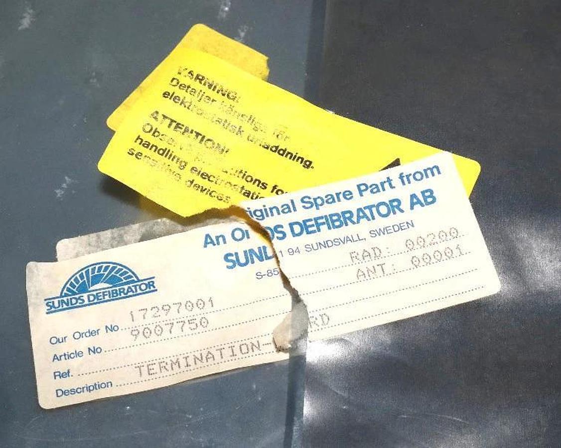 Used SUNDS DEFIBRATOR AB PQM TERMINATION BOARD DEAB 1991 / TS B16311 REV 1, 9007750