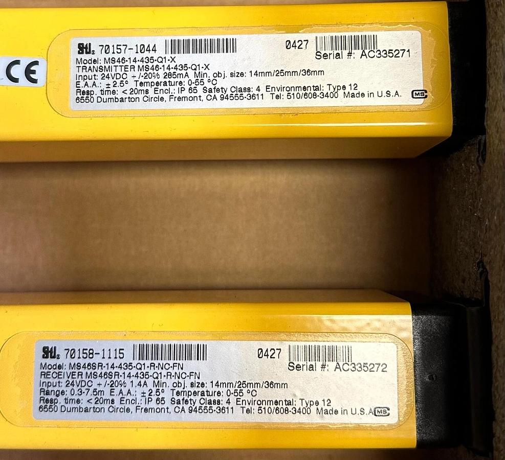 NEW STI MS46SR-20-785-Q1-10X-10R-NC-FN-RM1 LIGHT CURTAIN SYSTEM 70156-2016 RM-1