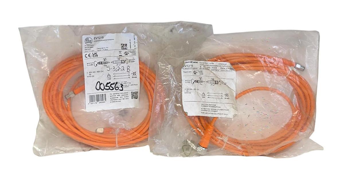 Used 2 IFM VDOGH030VAS0005E03STGF030VAS / EVT216 CONNECTION CABLE 5M 50VAC/60VDC NSFS
