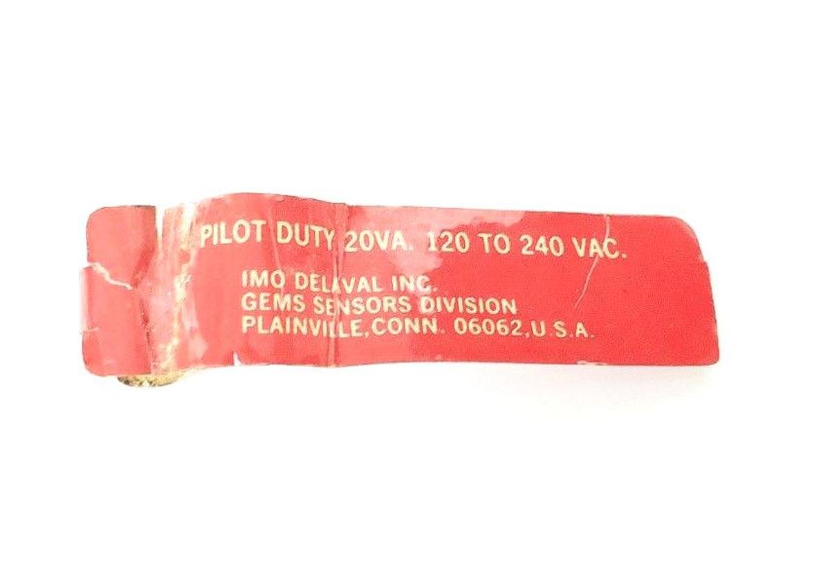 Used NEW GEMS SENSORS IMO DELAVAL BALL VALVE, PILOT DUTY 20VA. 120 TO 240 VAC.