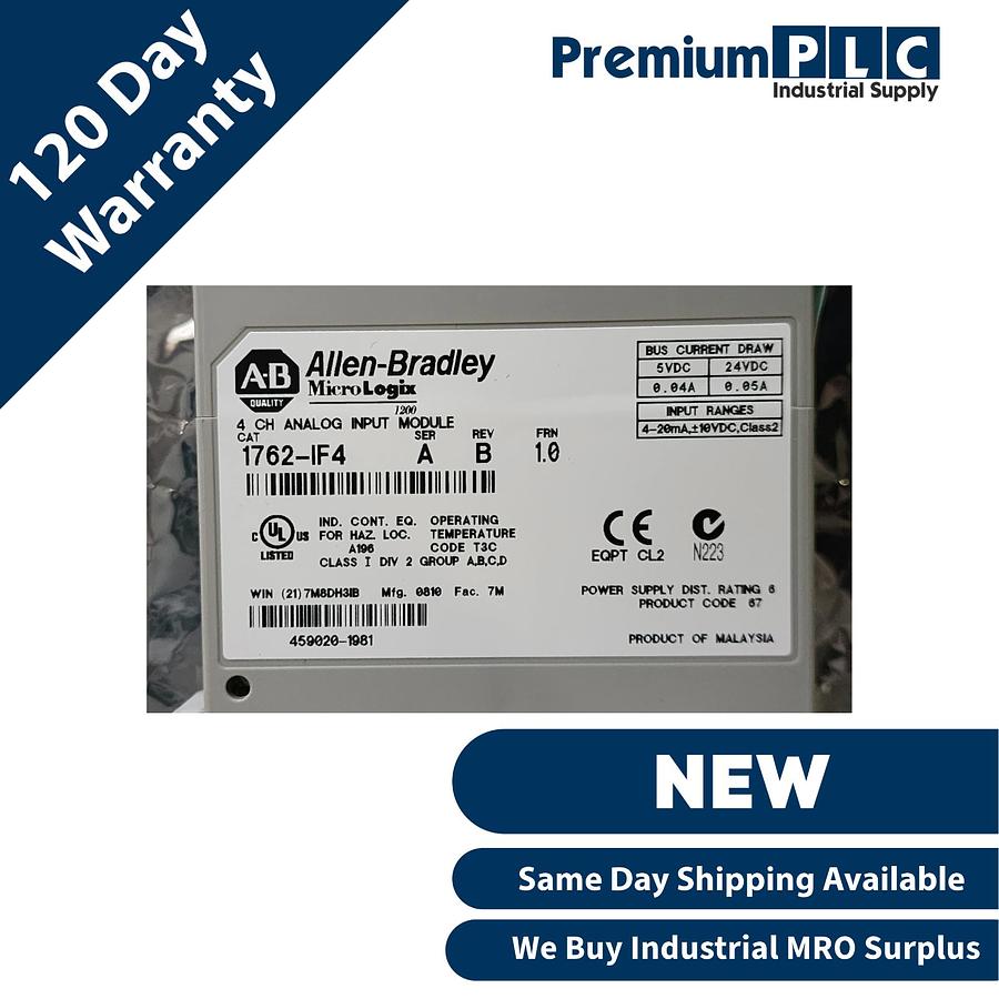 Used NEW ALLEN BRADLEY 1762-IF4 /A MicroLogix 4-CH ANALOG INPUT MODULE 1762IF4